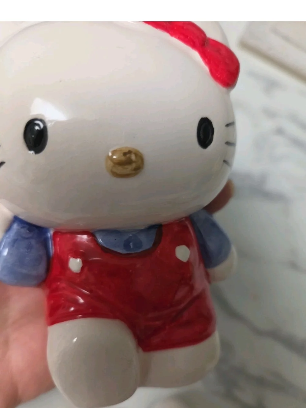 Vtg. Hello Kitty Ceramic 3-Piece Bath Set in White and Red w Pink Blue Accents